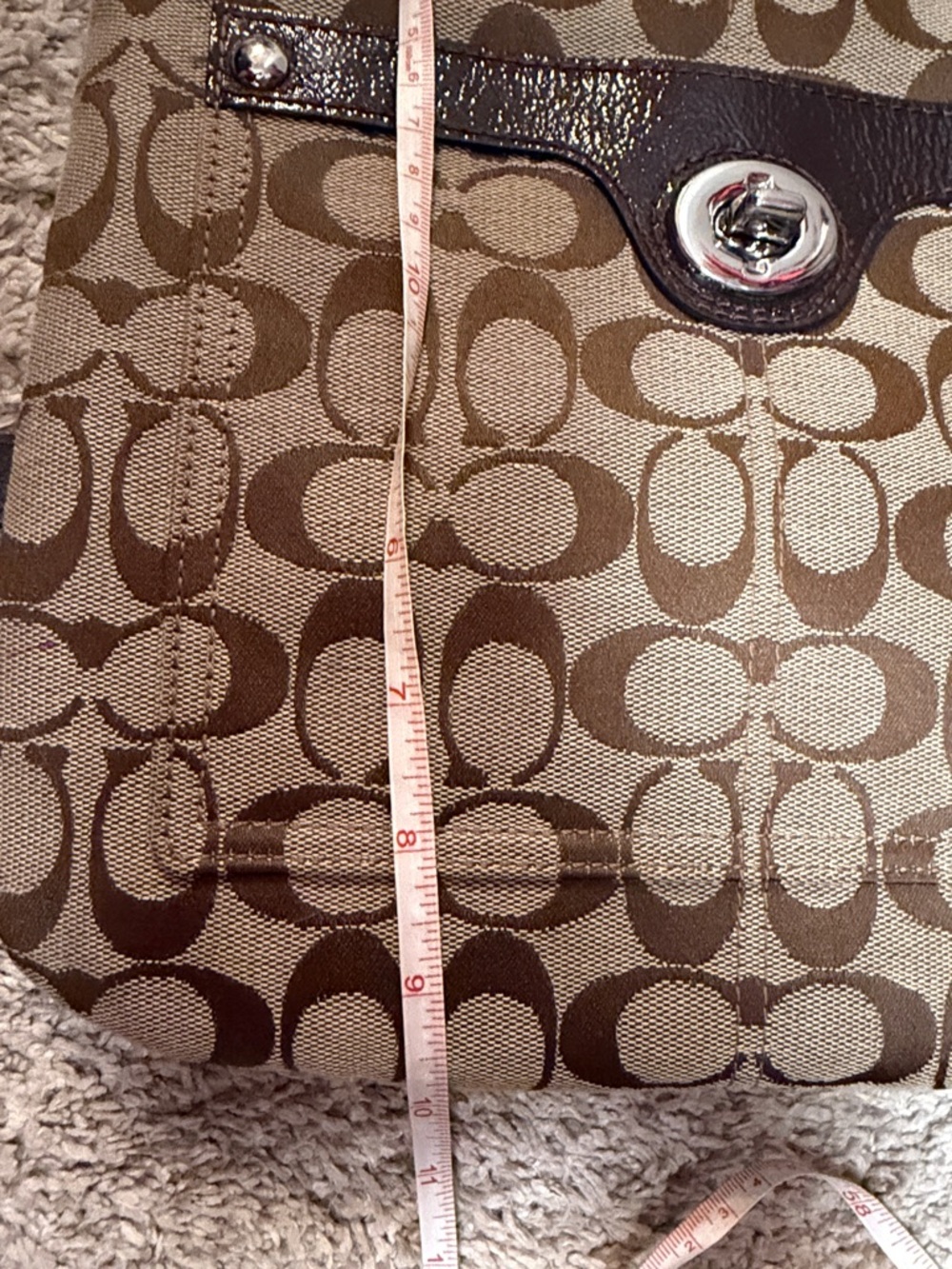 Coach Signature Canvas Shoulder Bag in Brown and Tan - Picture 7 of 8
